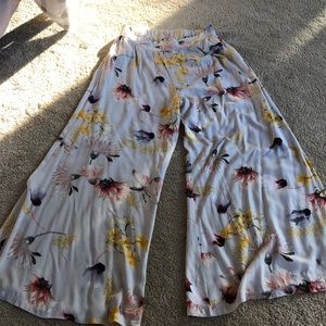 Wide leg floral pants